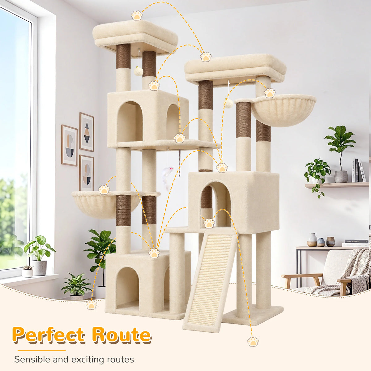Globlazer Multi Tier Cat Climbing Tower With Sisal Posts And Hammocks