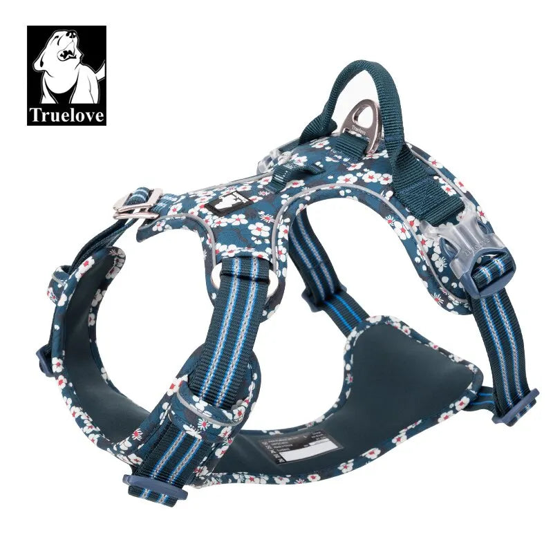 TrueLove Adjustable Nylon Dog Harness With Floral Design