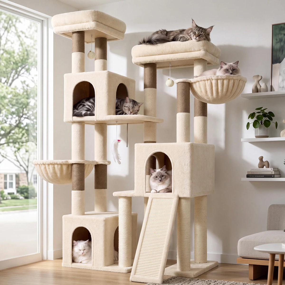 Globlazer Multi Tier Cat Climbing Tower With Sisal Posts And Hammocks