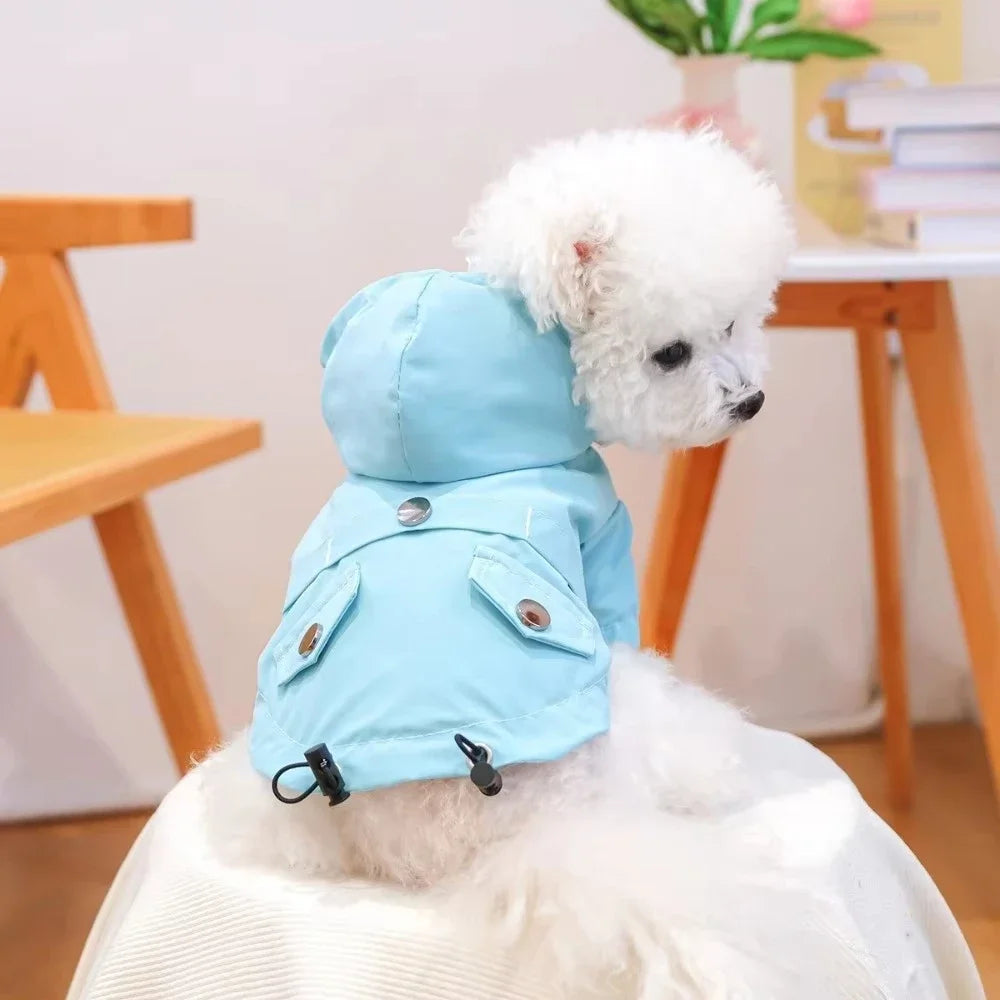 Waterproof Dog Windproof Raincoat Jacket Hooded Polyester Pet Outerwear