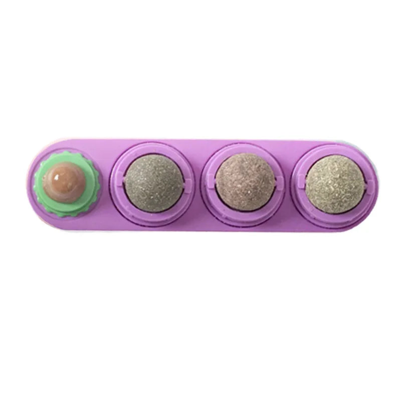 Interactive Rotating Catnip Ball Wall Mount Chew Toy For Pets