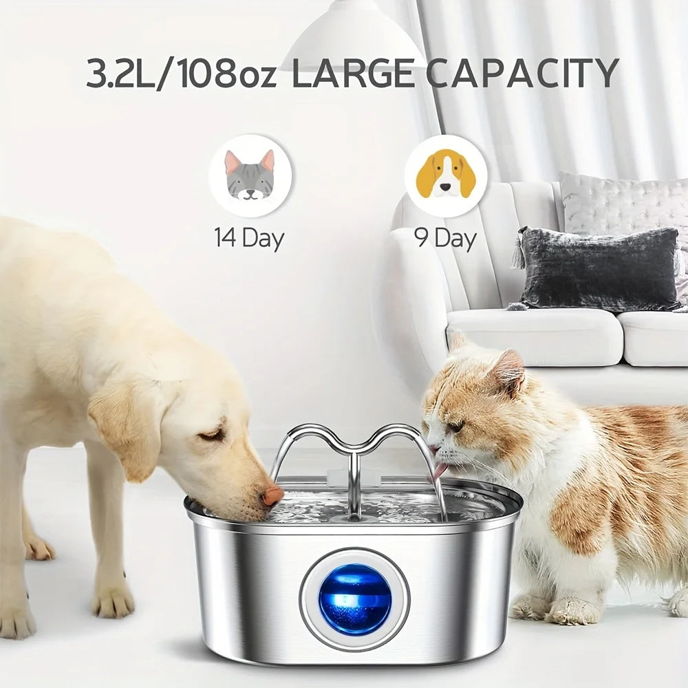 Continuous Circulating Stainless Steel Automatic Cat Water Fountain