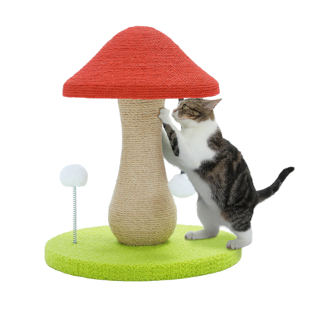 PAWZ Road Mushroom Cat Scratching Post Featuring Sisal And Pompoms