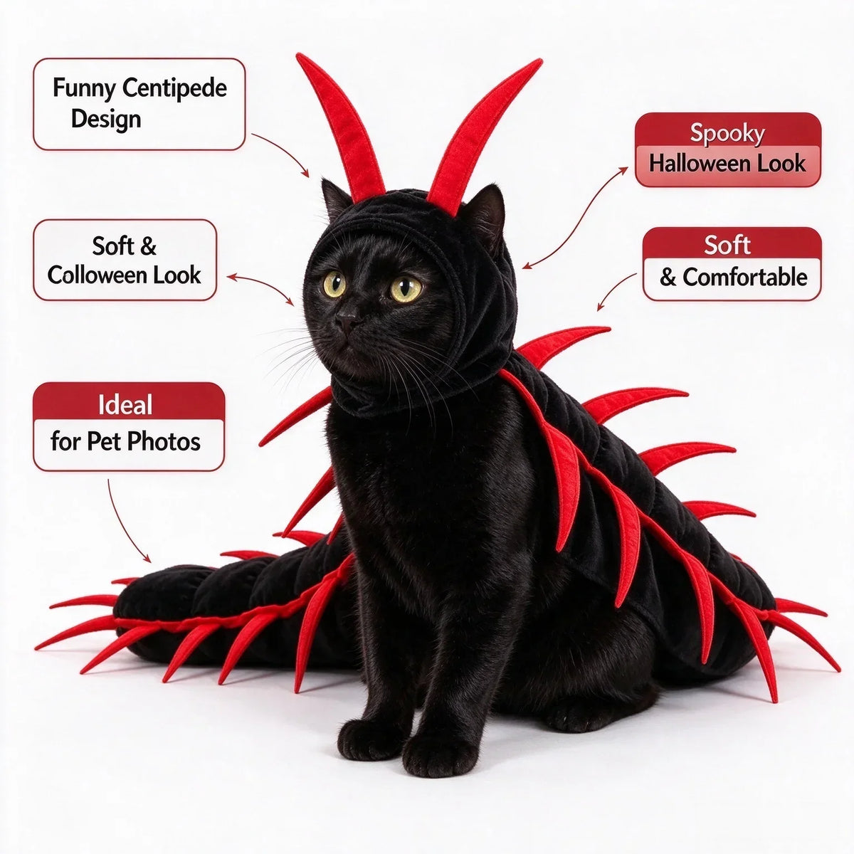 Spooky Centipede Cat Costume For Halloween Pet Outfits