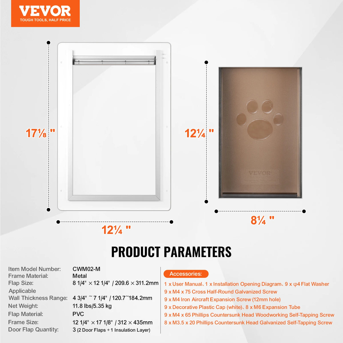 Sturdy Metal Frame Weatherproof Pet Door With 3 Flap Lock