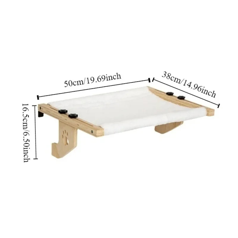 Wooden Frame Cat Window Hammock With Cushioned Paw Perch