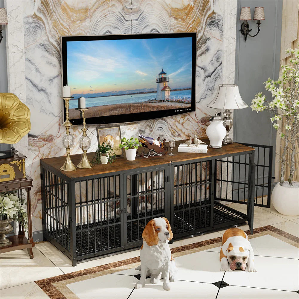 Borwart Elevated Wooden Dog Crate Furniture Style Kennel