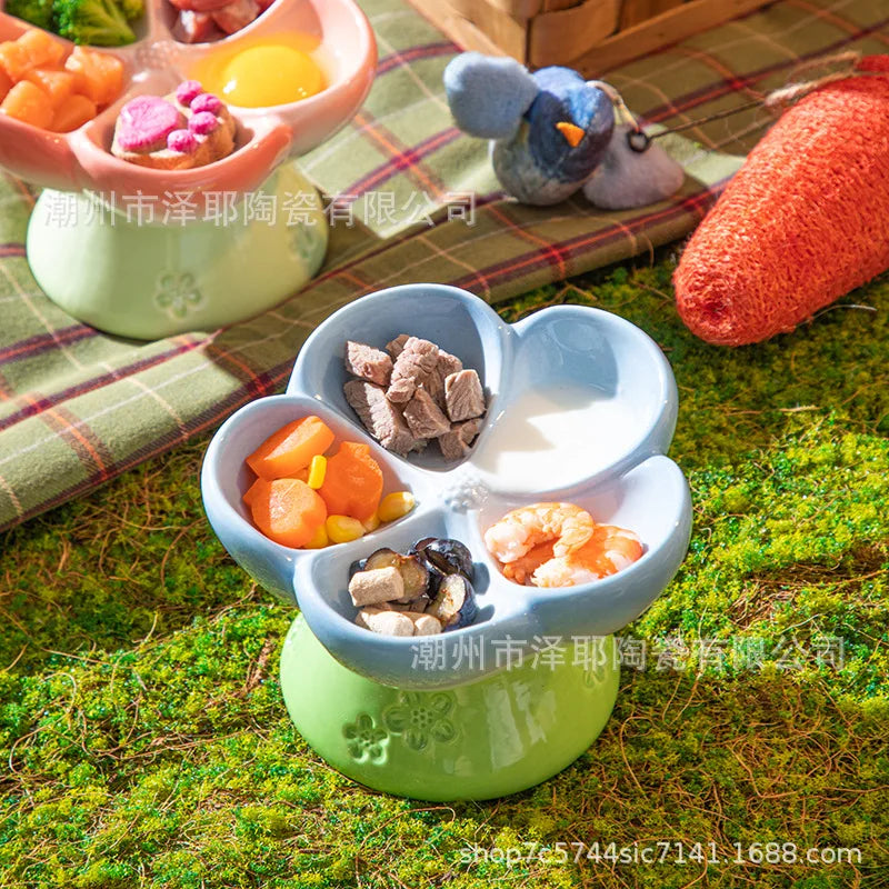Premium Elevated Partitioned Pet Bowl With Secure Non Slip Base