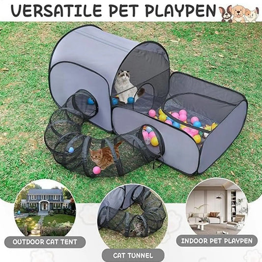 Foldable Cat Play Pen And Outdoor Portable Pet Enclosure Tent