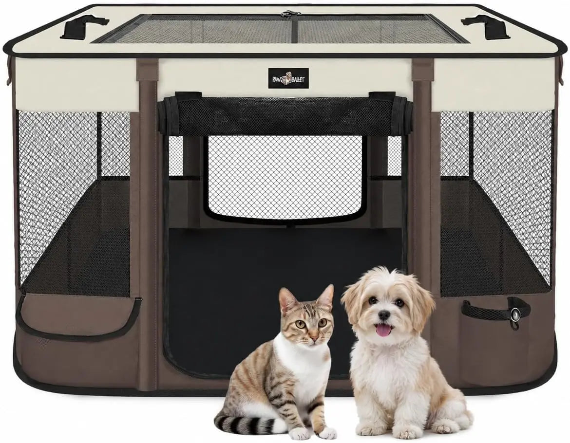Premium Foldable Waterproof Pet Playpen With Retractable Sunshade