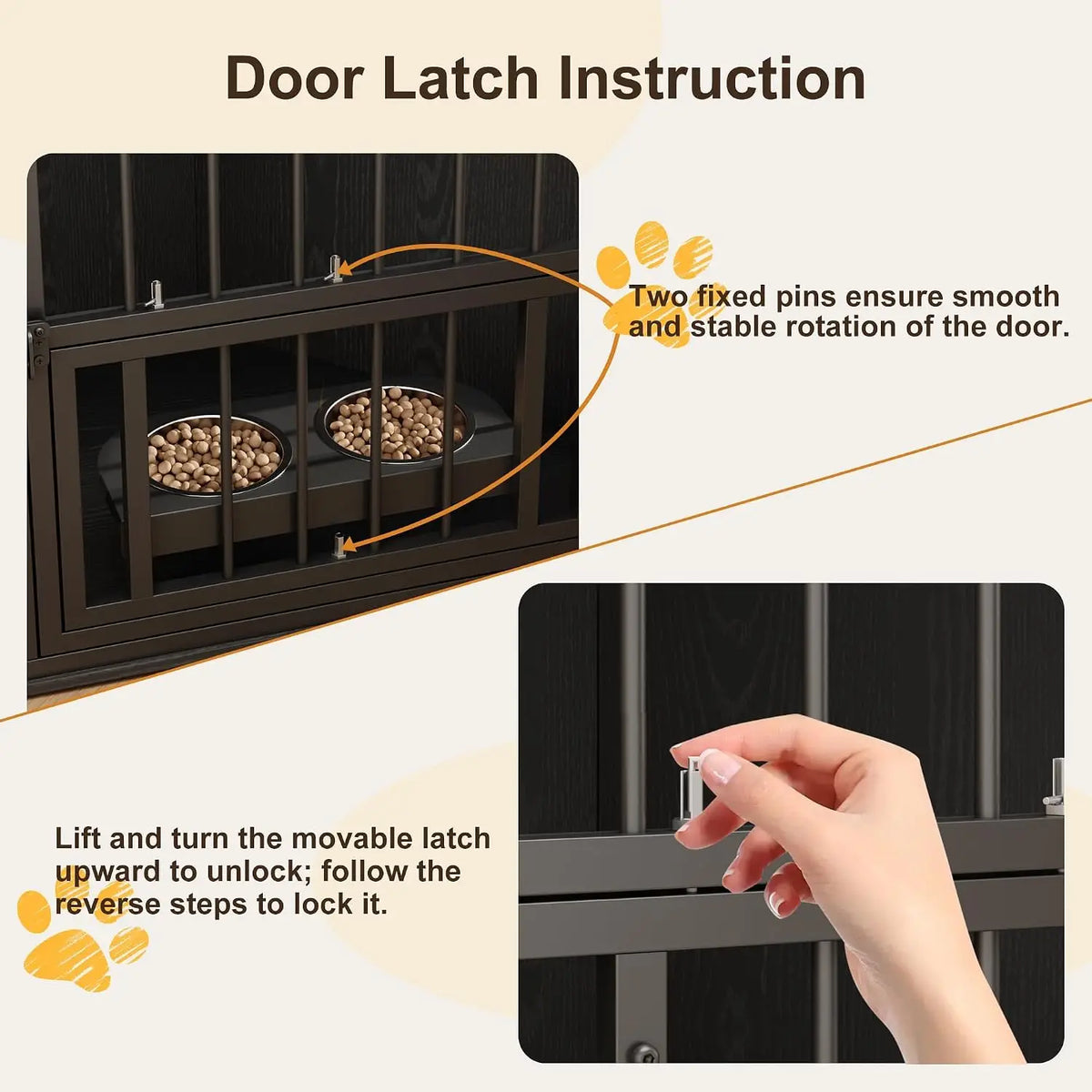 Corner Wooden Dog Crate With Rotating Door And Secure Locks