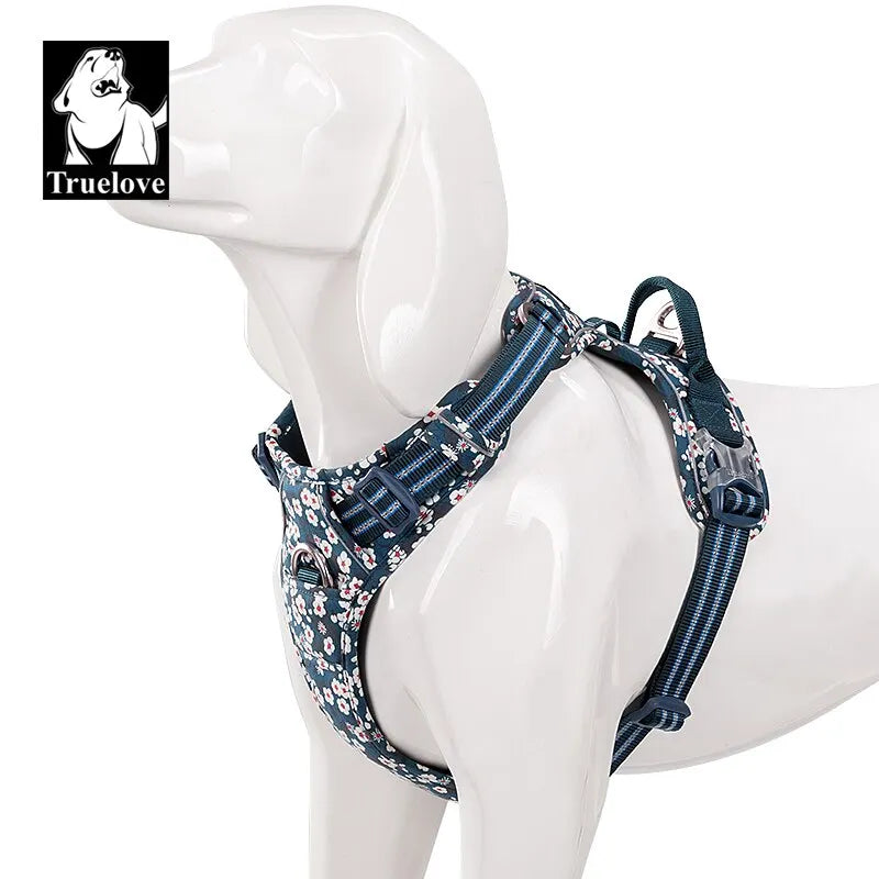 TrueLove Adjustable Nylon Dog Harness With Floral Design