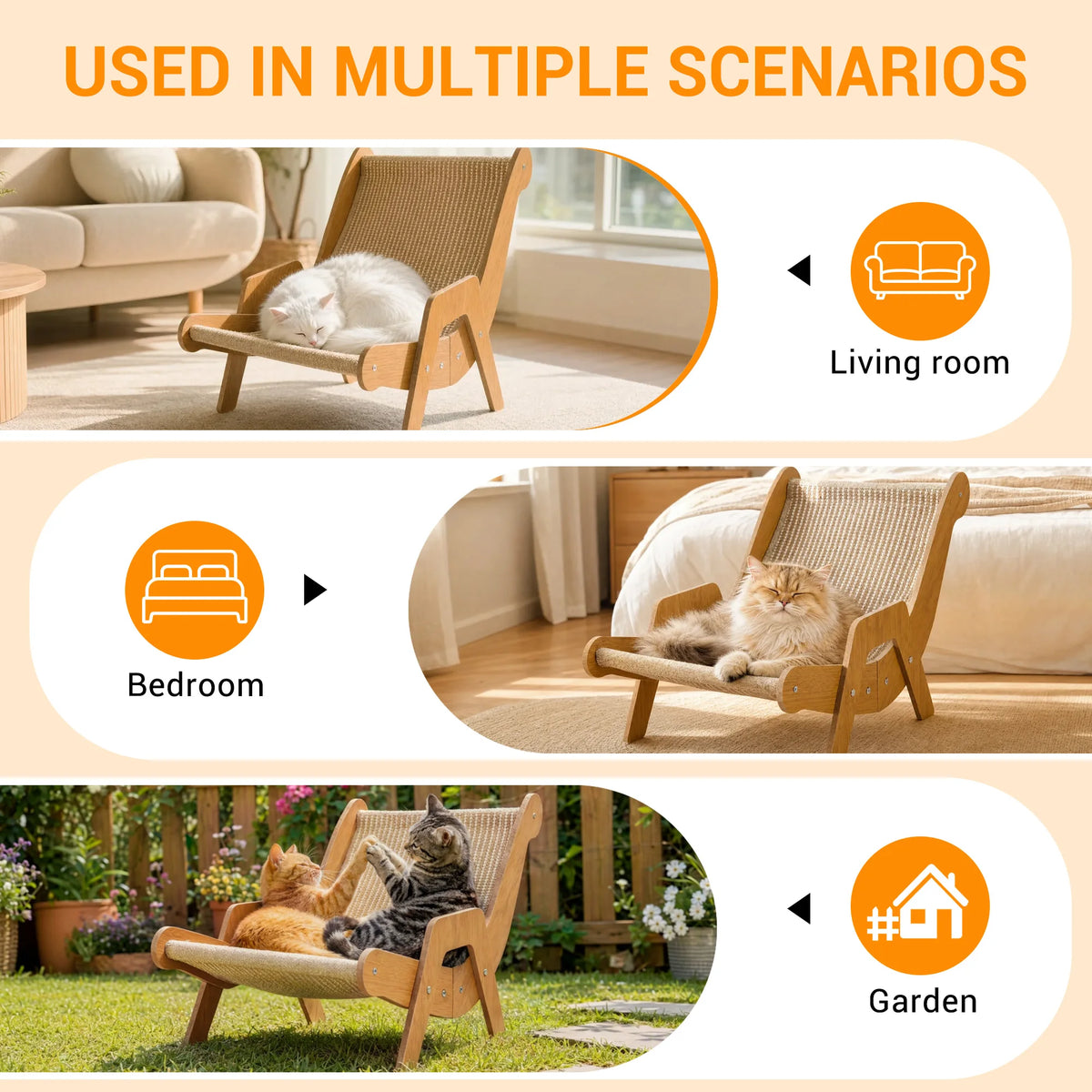 GAOMON Spliced Jute and Sisal Cat Lounger Scratcher Chair