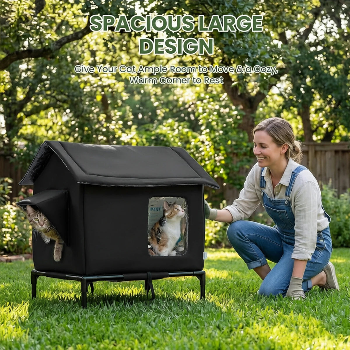 CWV Weatherproof Elevated Pet Cat House For Garden