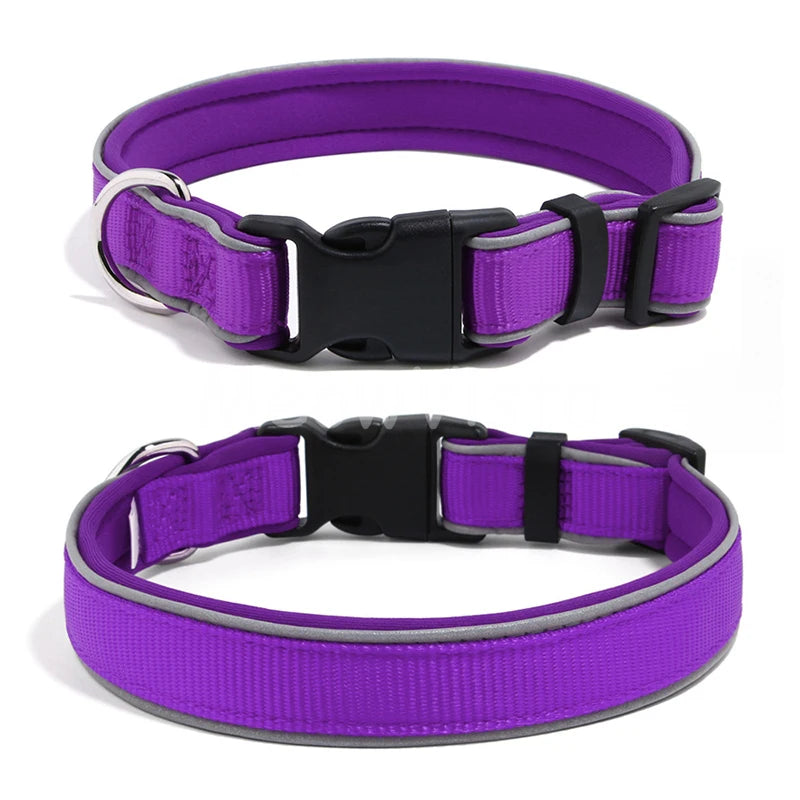 MeowVista Reflective Neoprene Padded Dog Collar Adjustable Quick Release