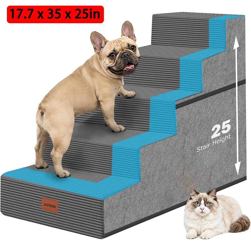 Wooden Ultra Wide Pet Steps With Removable Memory Foam Cover