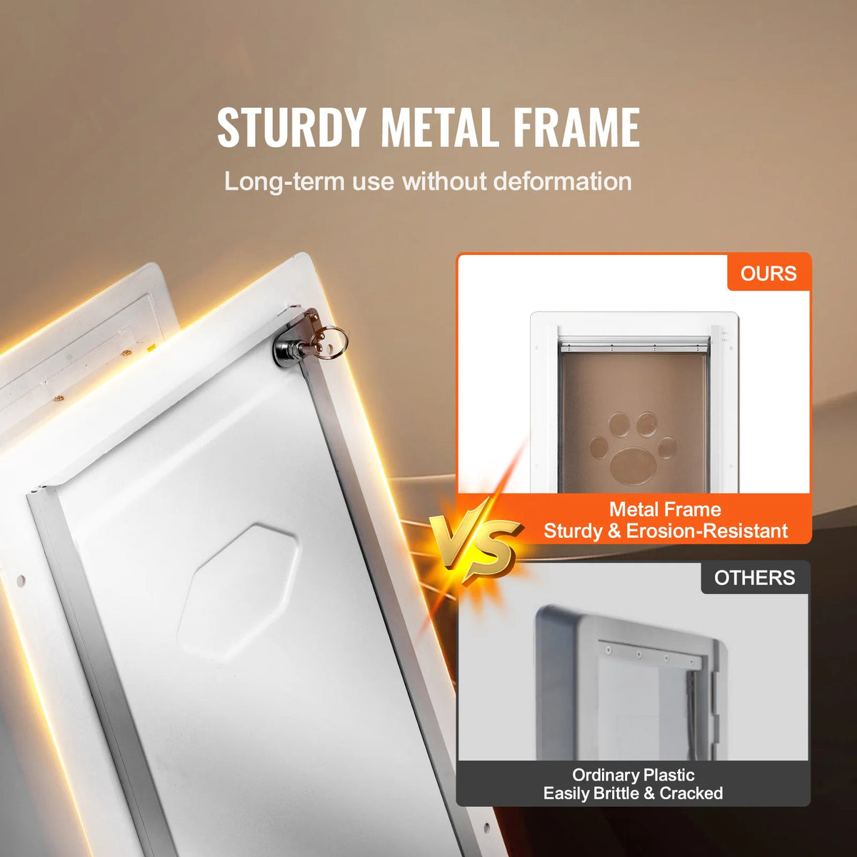 Professional Metal Pet Door With Three Flap System And Weatherproof Design
