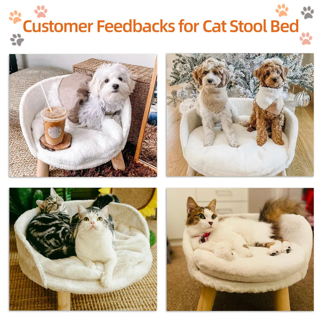 Bingopaw Plush Pet Nesting Chair With Waterproof Wood Leg Pad