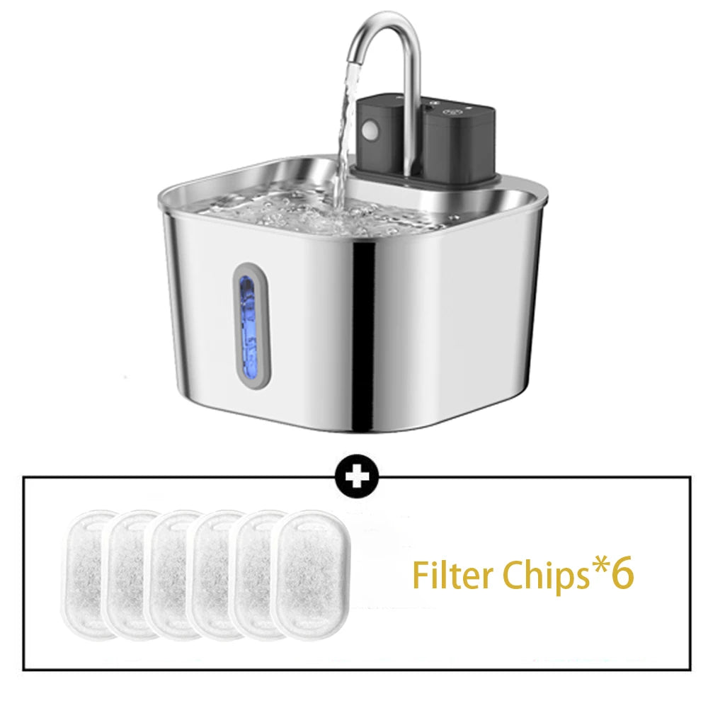 ZYfeeder Smart Stainless Steel Pet Water Fountain With Rechargeable Battery