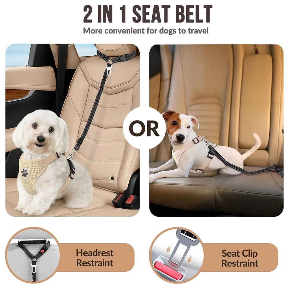 Adjustable Reflective Nylon Pet Car Safety Seat Belt And Leash