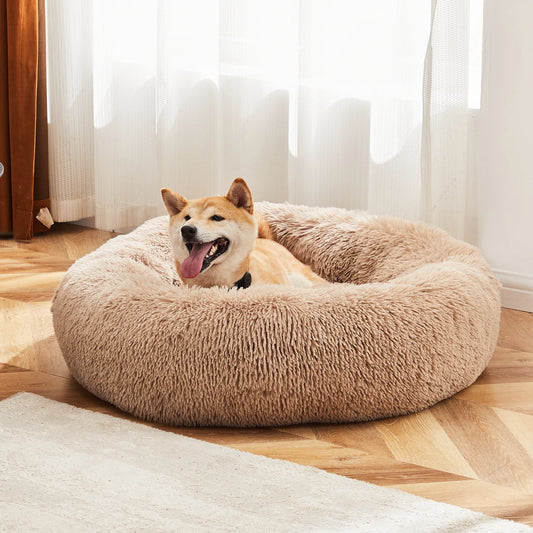 JHK Washable Round Calming Dog Bed Featuring Non Slip Base