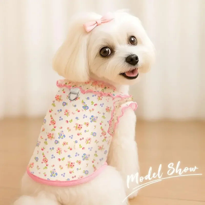 Breathable Summer Pet Ruffled Sleeve Shirt for Small Dogs Cats