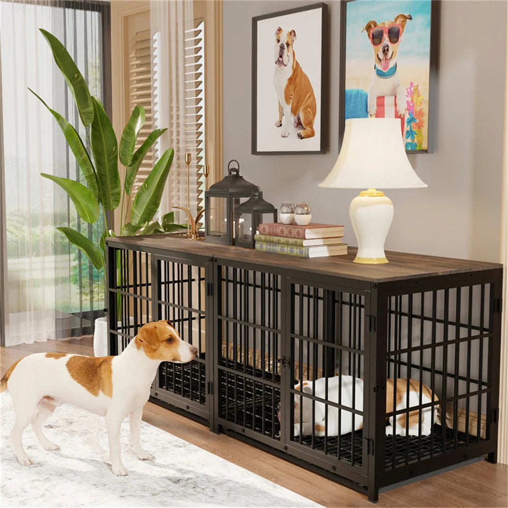 Borwart Elevated Wooden Dog Crate Furniture Style Kennel