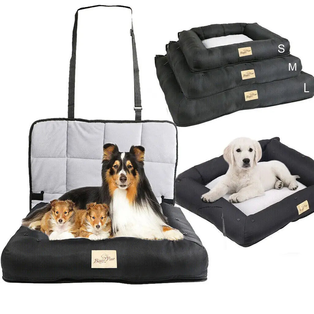 Bingopaw Car Seat Bed Waterproof Dog Cushion With Safety Belt