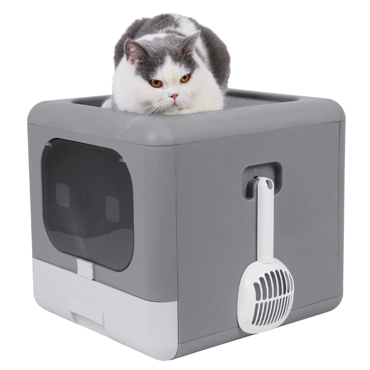 Foldable Sifting Cat Litter Box With Scoop And Tray