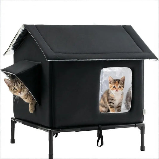 CWV Weatherproof Elevated Pet Cat House For Garden