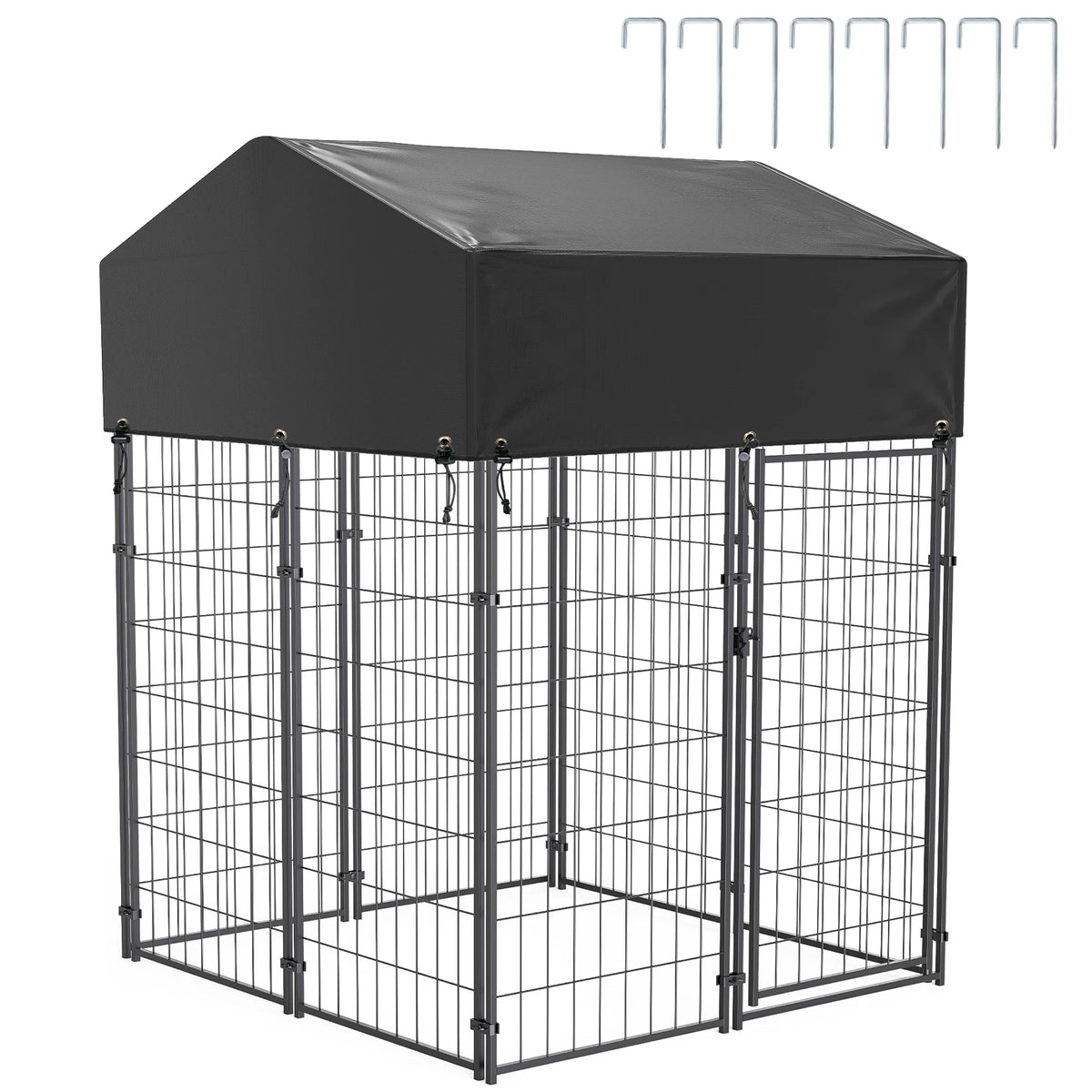 Bingopaw Galvanized Outdoor Dog Kennel Run With Weatherproof Canopy