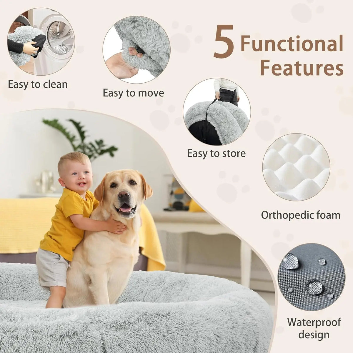 Roomtec Premium Washable Memory Foam Bed For Adults And Pets