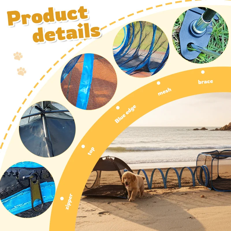 Three In One Foldable Pet Play Tent Mesh Tunnel Kennel