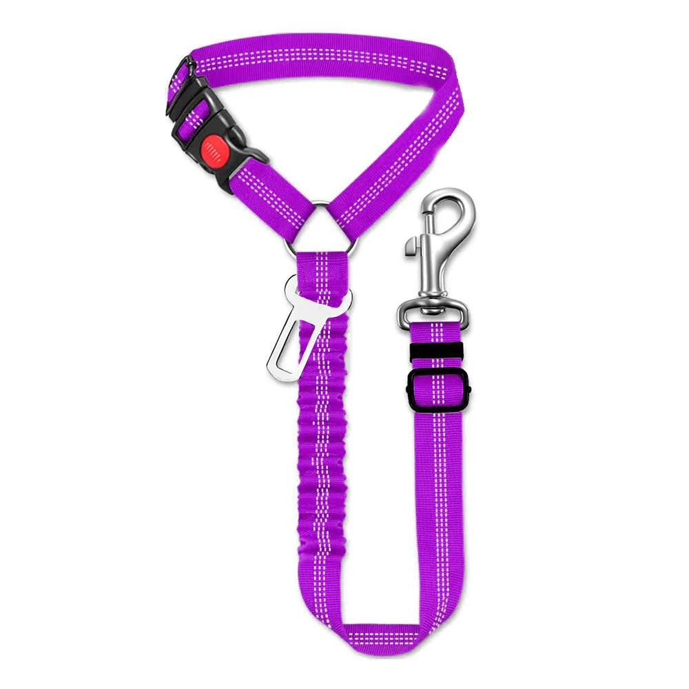 Adjustable Reflective Nylon Pet Car Safety Seat Belt And Leash