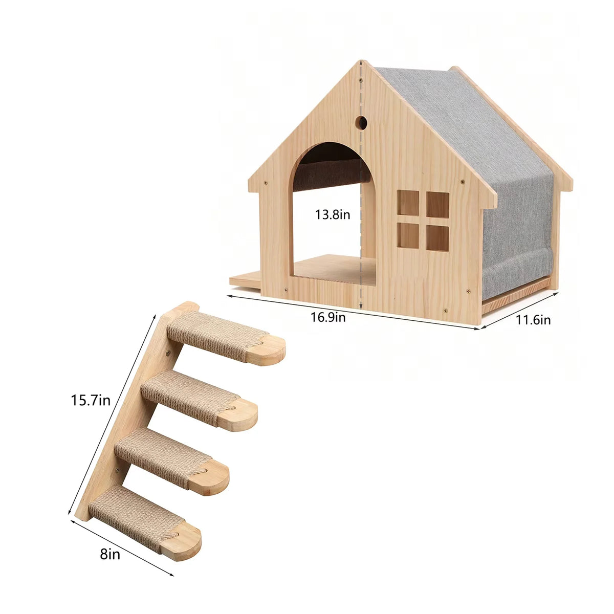 CWV Wooden Wall Mounted Cat Villa With Sleeping Platform