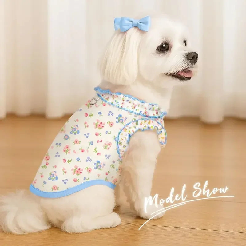 Breathable Summer Pet Ruffled Sleeve Shirt for Small Dogs Cats