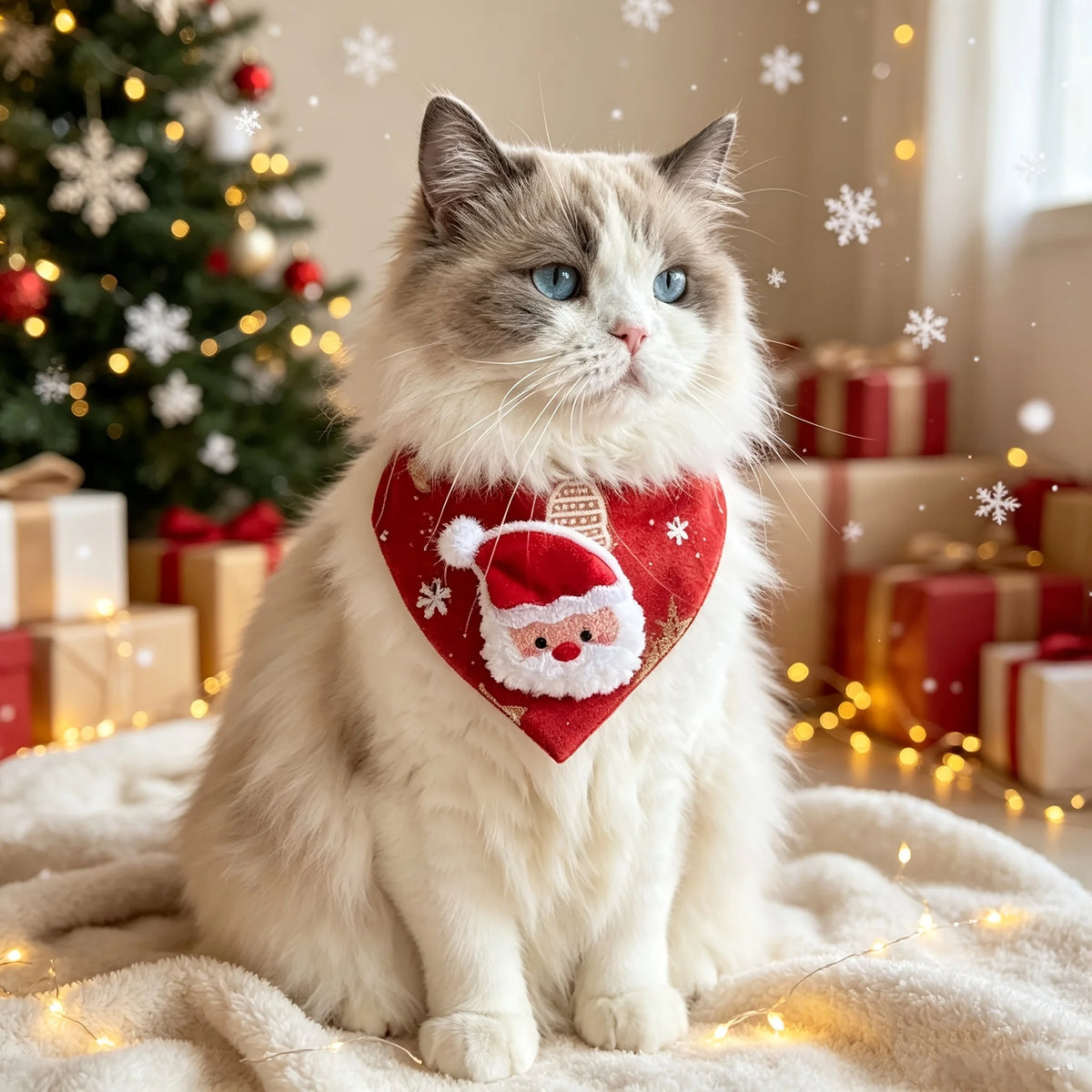 2 Pack Christmas Pet Bandanas Soft Adjustable Holiday Scarf
