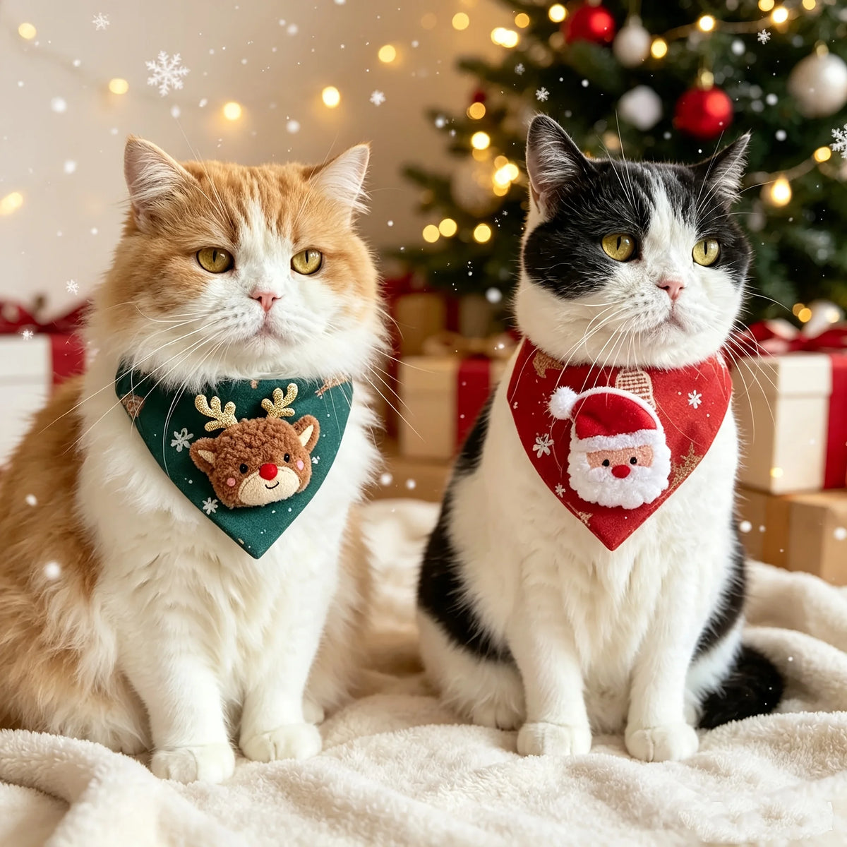 2 Pack Christmas Pet Bandanas Soft Adjustable Holiday Scarf