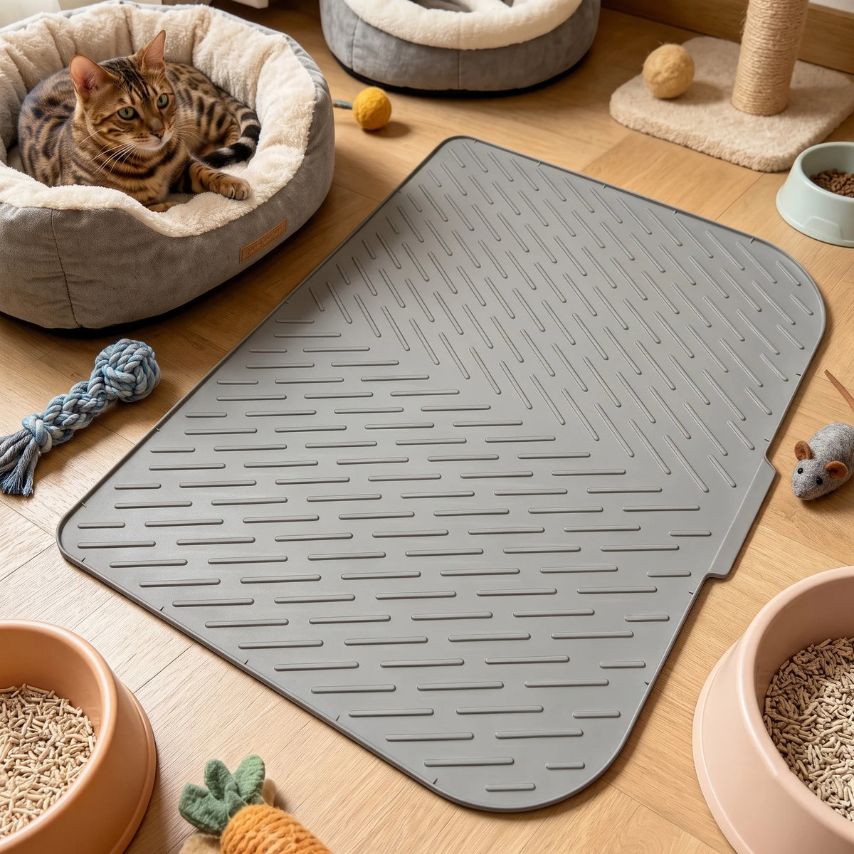 Premium Silicone Cat Litter Mat Waterproof Non Slip Durable