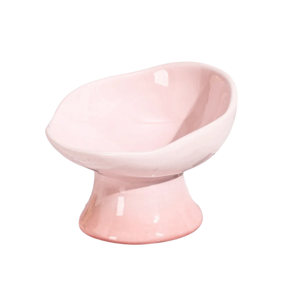 Flower Shape Ceramic Elevated Cat And Dog Feeding Bowl