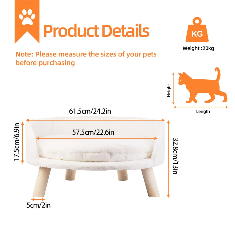 Borwart Soft Elevated Pet Sofa With Removable Padded Cushion
