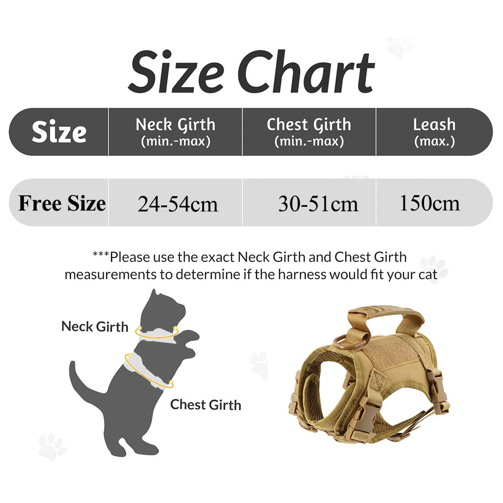 Comfortable Nylon Tactical Cat And Dog Harness With Quick Release