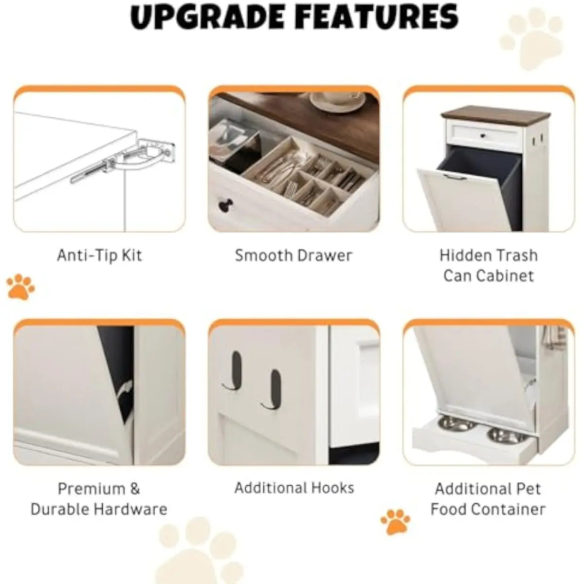 Modern Pet Feeding Station With Waste Bin And Storage Drawer