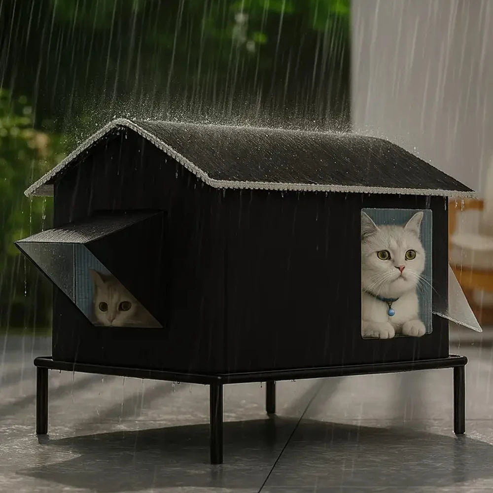 CWV Weatherproof Elevated Pet Cat House For Garden