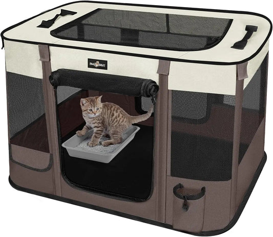 Premium Foldable Waterproof Pet Playpen With Retractable Sunshade