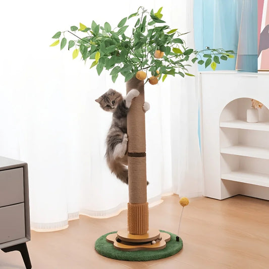 Space Saving Sisal Cat Scratching Tower With Hanging Toy