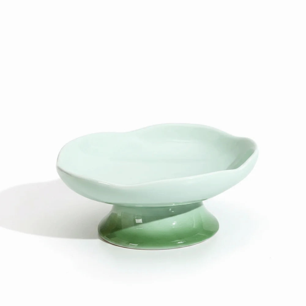 Flower Shape Ceramic Elevated Cat And Dog Feeding Bowl