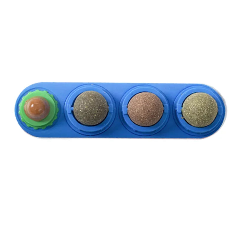 Interactive Rotating Catnip Ball Wall Mount Chew Toy For Pets