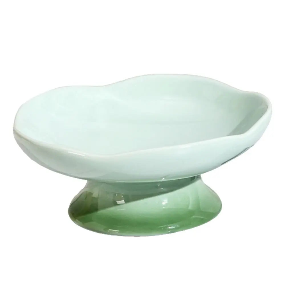Flower Shape Ceramic Elevated Cat And Dog Feeding Bowl