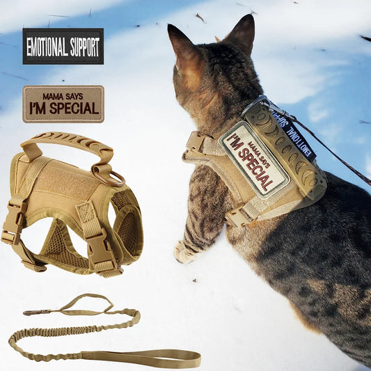 Comfortable Nylon Tactical Cat And Dog Harness With Quick Release